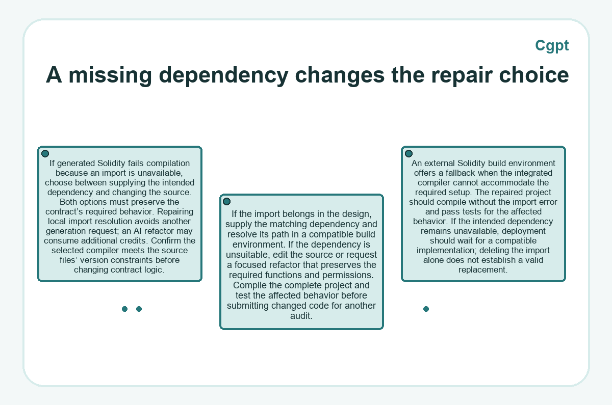 A missing dependency changes the repair choice (Cgpt)